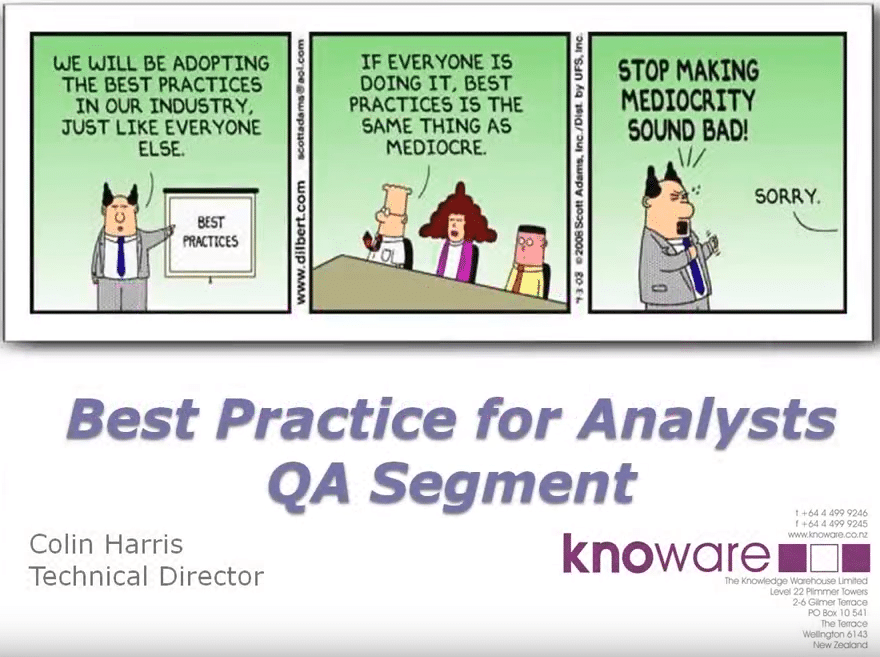 Best practices in Data Analysis Quality Assurance